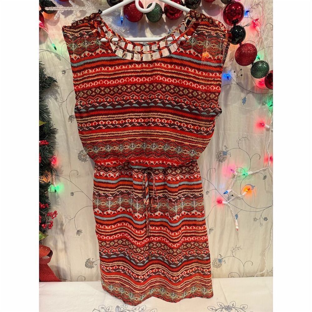 City Triangles Women's Boho Knee Length Dress Multicolor Size S